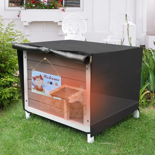 HiCaptain Maison pour chat 100 % entièrement isolée avec 6 côtés en mousse, niche pour chat résistante aux intempéries pour plusieurs chats, maison d'extérieur résistante à l'hiver - 61 x 51 x 54 cm