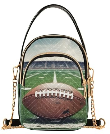 St Patrick Day Klee auf Schwarz gesteppte Schultertaschen für Frauen Reise Handtaschen für Frauen, American Football
