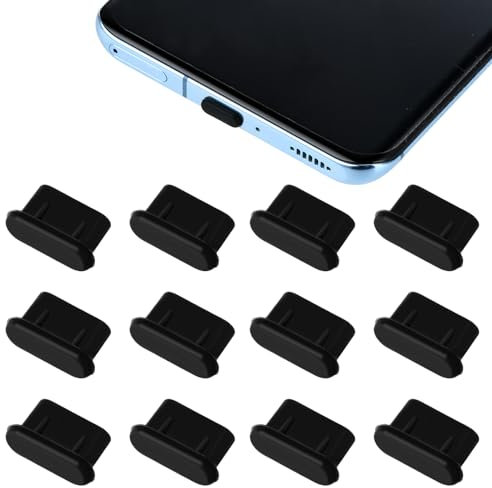 TIESOME Type C Port Dust Plugs, 12Pcs USB C Silicone Dust Covers Dust Cover Caps Phone Type-C Anti Dust Charging Port Plug Dust Protectors Compatible with Laptop Smartphones(B)