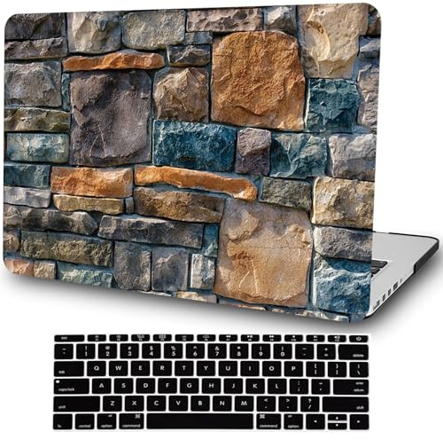 AMCJJ Kompatibel mit MacBook Pro 13 Zoll Hülle 2022 2021 2020 M2 A2338 M1/A2289/A2251,Schutzhülle Cover & EU Tastaturschutz,Steinmuster