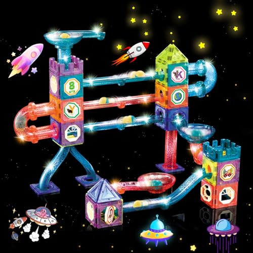Jirmerp Magnetische Bausteine,151 Pcs 3D Magnet Konstruktion Bauen Blöcke Montessori Spielzeug Magnet Baustein Pädagogische Magnetspiele Junge Mädchen Magnet Stacking Spielzeug