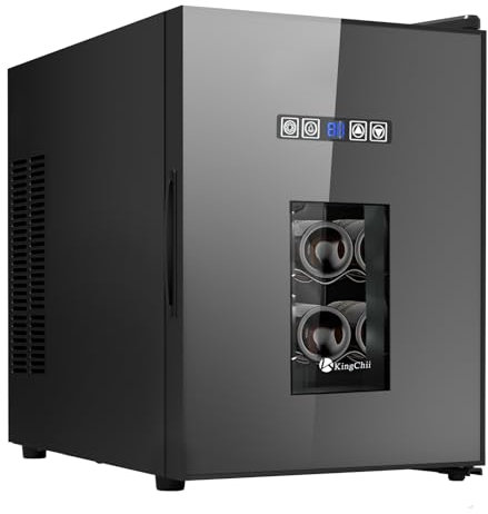 KingChii Wine Cooler for 16 Bottles, Freestanding Wine Cooler with Glass Door, Adjustable Shelves and Digital Temperature Display, Wine Cooler for Red, White