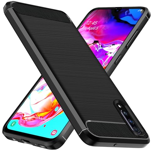 ivoler Silikon Hülle für Samsung Galaxy A70, [Militärischer Schutz] Stoßfest Handyhülle, Dünne Weiche Flexible TPU Kratzfest Schutzhülle Anti-Fingerabdruck Case Cover, Schwarz