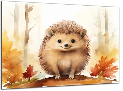 Munera Design - Bild 30x40 - süße Tiere Wasserfarben Igel - Wand-Bilder Kinder-Zimmer