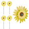 Relaxdays 5 Molinos Viento Flor, Estaca Girasol Decorativa, para Jardín, Balcón y Terraza, Molinete Plantas 70 cm, Amarillo