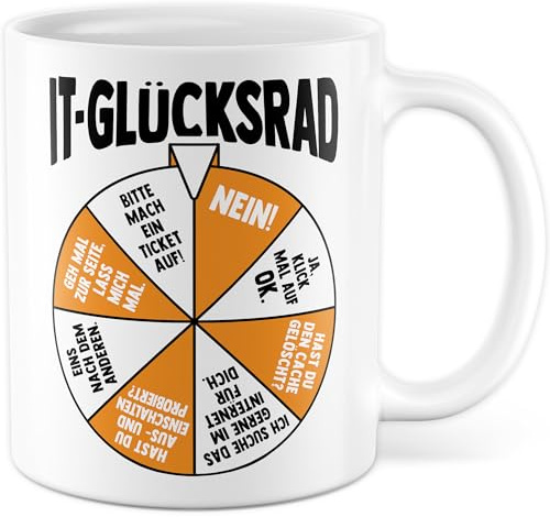 IT-ler Tasse avec inscription « Geschenk IT-Glücksrad » - Tasse à café en céramique - 330 ml - Collègue collègue IT-Division - Cadeau de bureau informaticien - Blagues informatiques - Tasse à café
