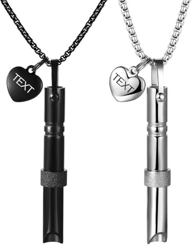 JewelryWe Rauchentwöhnung Kette Anapana Atmungshalskette: 2 Stück Edelstahl Meditations Atmungskette Rauchfrei Atemhalskette Atemkette Pfeife Herz Anhänger Angstlinderung Halskette für Herren Damen