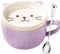 Geschenke für Frauen Süß Kawaii Lila Katze Lustige Tasse Kaffeetassen mit Deckel Set Kaffeetassen für Katzenliebhaber Frauen Mädchen Kinder Weihnachten Geburtstagsgeschenk Beste Freundin Geschenke