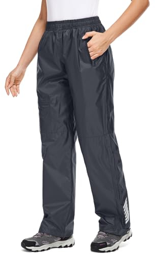 Yenwits Regenhose Damen Wasserdicht Atmungsaktiv Leicht Fahrrad Überziehhose Winddicht Wanderhose Outdoor Trekkinghose Arbeitshose(2090,Grau,S)
