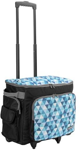 SEMPLIX Nähmaschinentrolley 50x43x32cm für alle gängigen Haushaltsnähmaschinen, Nähmaschinenkoffer für komfortablen Transport und sichere Aufbewahrung (Petrol/Türkis)