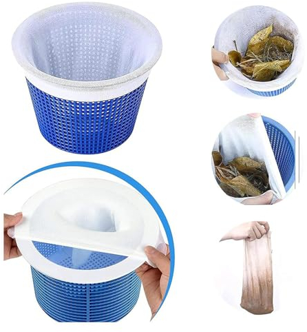 HSLPSM 20 Stück Pool Skimmer Socken, Filtersocken Skimmer, Skimmer Filter Netz für Schwimmbad Korb, Schwimmbad Pool Zubehör, Feinfilterung Skimmer Socken Gross