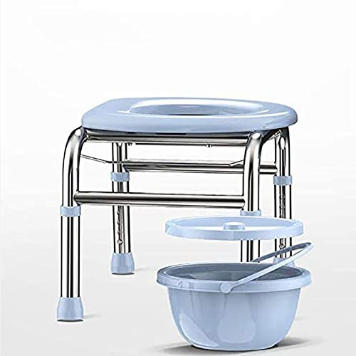 SAGGION Nachttoiletten, WC-Toilettenstuhl, Rutschfester Duschtoilettenstuhl Aus Edelstahl, Bequem, Wasserdicht Und Leicht Zu Reinigen, Für Schwangere Und Behinderte