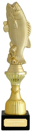 KDS Fisch Angeln Pokal CERGY Größe M Gold mit Gravur