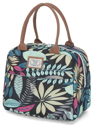 Lekespring Sac Isotherme Repas pour Femme et Homme, 9L Sac à Main Portable pour Bureau, Travail, Déjeuner et Étudiants Scolaires - Jungle Bleue