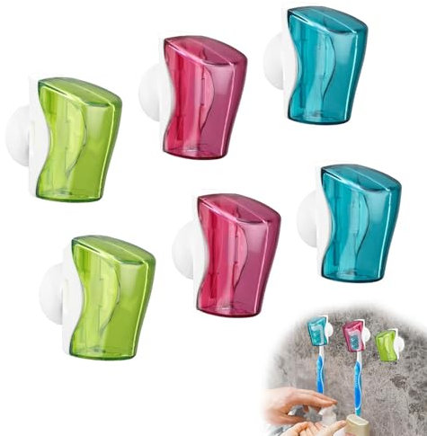 HJIAMA Protege Brosse a Dent, 6 Pièces Cache Brosse a Dent, 3 Couleurs Boite Brosse a Dent, Conception Ventouse, Housse Brosse Dents, pour Rangement Brosse Dents
