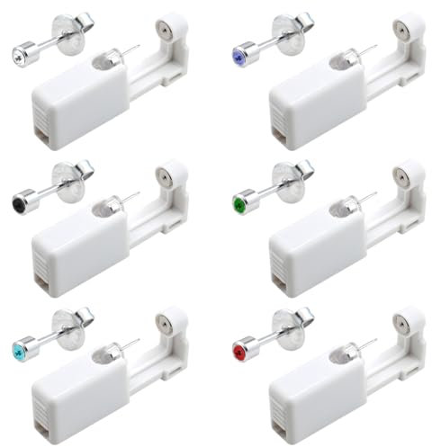 6 Pcs Perçage D'oreilles Piercing à l'oreille Pistolet outil de piercing corps sans Douleur Saine de Sécurité Piercing Tool Kit de piercing d'oreilles pour Filles, Femmes et Homme