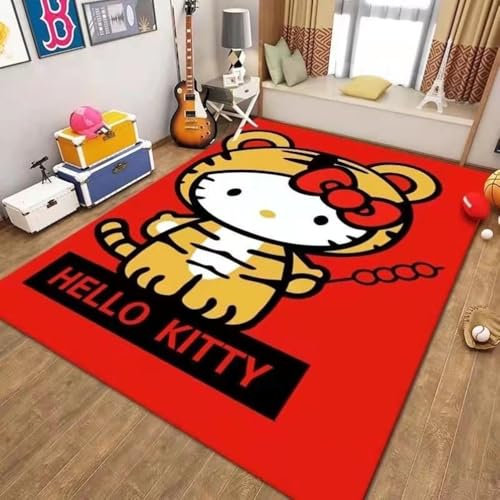 JIDANHUIPQ Anti-Rutsch-3D-Druck Hello Kitty Kinderteppich, Schlafzimmer Und Wohnzimmer Dekoration, Bereich Teppich Anti Rutsch Bodenmatte,120 * 160cm