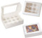 Pamatio 10 Packs Cupcake Boxes 12 Holes Cupcakes, (12.8x9.8x3.5 Inches),Food Grade White Cupcake Holders Bakery Carrier Boxes with Windows and Inserts for Home Party Desserts, Muffins and Pastries