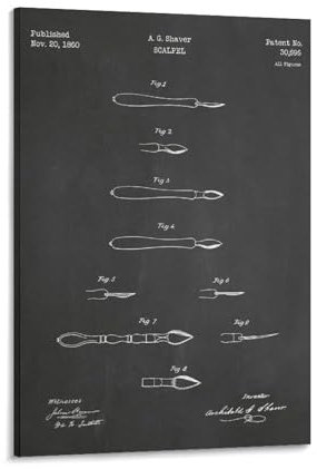 XYSWDD Scalpel Patent Print Art 1860 Art Wall Decoration Poster Family Bar Restaurant Garage Cafe Art Sign Gift 08x12inch(20x30cm)