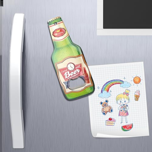 Abridor de botellas de cerveza con imán – Diseño de 14 cm para tapones de corona – Abridor de botellas de nevera o pared para casa, cocina, bar y regalo original (WORK)