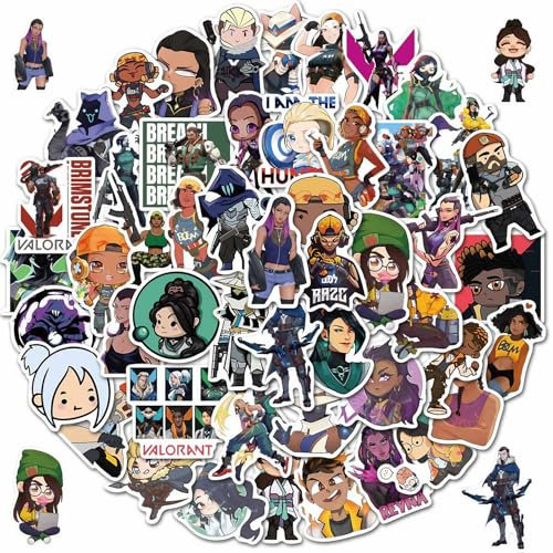 Valorant Aufkleber, Vinyl, wasserdicht, Gamer-Aufkleber für Wasserflaschen, Laptop, Computer, Handy, Aufkleber, niedlich, Valorant Gamer, Geschenke für Jungen, Frauen, Mädchen, 50 Stück