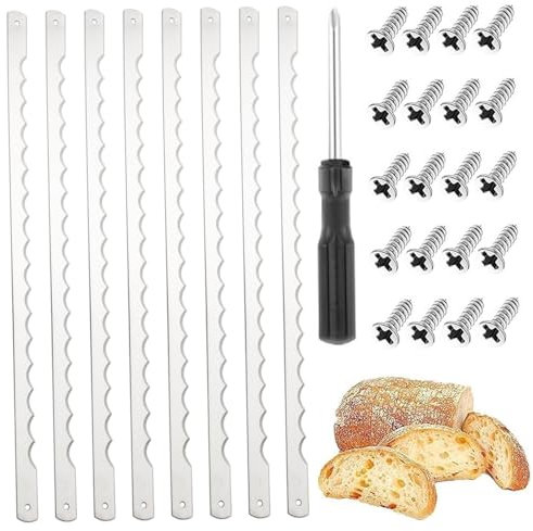 Hbbgdiy 8PCS Bread Lame Blades Refill, Stainless Steel Replacement Bread Knife Bow Blades with Screws & Screwdriver for Dough Scoring
