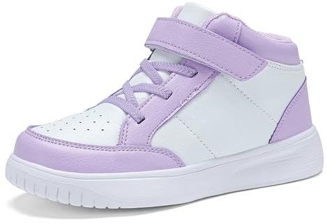 RTOUNT Baskets montantes pour enfants, garçons - Baskets de tennis pour filles - Chaussures de course à pied à sangle réglable, violet, 34 EU