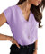 Cicy Bell Bluse Damen Ärmellose V-Ausschnitt Tops Sommer Elegant Cap Sleeve T Shirts Casual Lose Einfarbig Oberteile Lila L