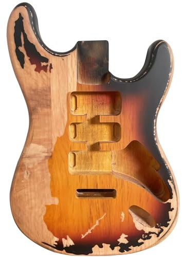 Relic ST Style E-Gitarre Korpus mit Nitro Deck, Erlenholz, DIY Gitarrenkörper mit schwerem Relikat, Sunburst H-S-H 3-Ton-Gitarrenkörper
