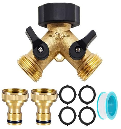 Fine jade2 2-Voies Y-Distributeur Robinet Double Sortie Machine avec Interrupteur de Commande/936 pour Robinet Lave-Linge, Cuisine & Jardin