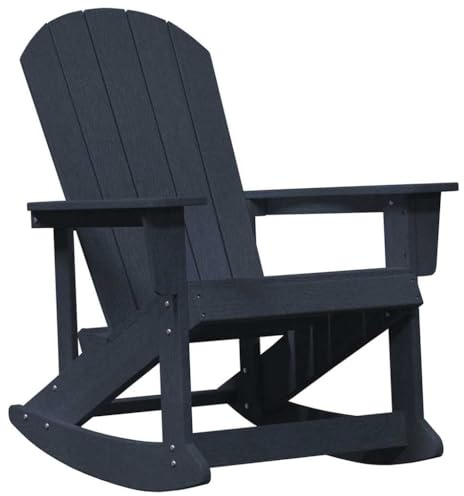 vidaXL Adirondack-Schaukelstuhl Marineblau HDPE | Zeitloser Adirondack-Stil für deine Außenbereiche, Hergestellt aus synthetischen Kunststoffen,