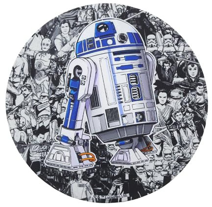 WONDEE Star Wars Tappetino Mouse Rotondo con Disegno Esclusivo a R2D2 e personaggi importanti sullo sfondo, Tappetino per il Mouse Antiscivolo, lavabile e Divertente, Idee Regalo Star Wars Gadget