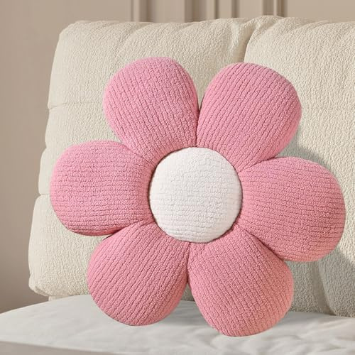 Bocguy Blumenkissen, 40CM Blumen Kissen Aesthetic, Deko Kissen Blumenform, Flower Pillow Plüsch Niedliches Sitzkissen für Sofa & Bett Kinderzimmer, Heimdekoration(Rosa)