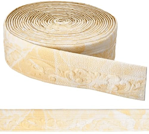 CRASPIRE 393.7in/10m Crown Molding Trim Yellow White Peel and Stick Flexible Vintage 3D Foam Self Adhesive Wallpaper Border Mirror Frame Edging Sticker for Wall Ceiling Home Kitchen Office Decor