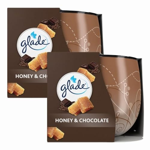 Glade Scented Candle Honey & Chocolate 120g x 2 - Long-Lasting Home Fragrance 31hr Burn Time - Warm Aroma Air Freshener with Welari Thank You Card | (2 Pack)