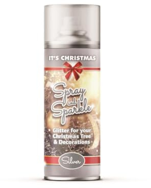 Christmas Spray & Sparkle Glitter – 200ml Festive Decorative Spray for Crafts, Trees & Holiday Decorations (Silver - 2695)