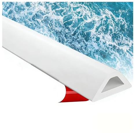 WZERHO Wet Room Floor Barrier,3cm×100cm Shower Tray Sealing Strip, Walk in Shower Water Barrier Strip,Self-Adhesive Silicone Shower Threshold Water Barrier for Kitchen, Bathroom,Floors(White)