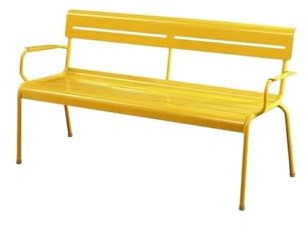 Outdoor-Parkbank aus Aluminium, wasserdicht, 140 cm, Terrasse, Garten, Loungesessel mit Rückenlehne, stilvolle gelbe Outdoor-Sitzgelegenheit für Parks, Terrassen und Gärten