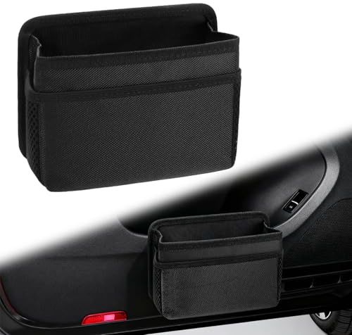 QGGTQG Poubelle de Voiture Multifonctionnelle pour Porte Latérale, Poubelle Pliable pour Siège Avant, bac de Rangement Universel Mini Suspendu pour SUV, camions, Camping-Cars (Noir)