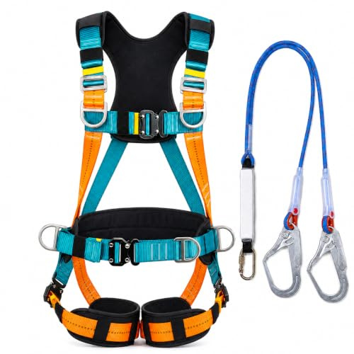 Magicbox Absturzsicherung Set, 140 kg, bis 190 cm, nach EN 361/358 | Gepolsterte Rücken-, Taillen- und Beinbereiche der Absturzsicherung Helfen, Kontaktdruck bei Längeren Einsätzen zu Verteilen