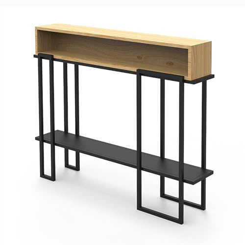 PQXQZ Console de Style Rustique Table Décorative avec Grand Espace de Rangement pour Entrée Couloir ou Salon(Beige)