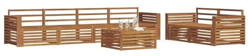 vidaXL Outdoor-Sofagarnitur 7 pcs Natur Massivholz Akazie, Garten-Sofa, modernes Ecksofa, langlebiger Lounge, Terrasse, Bequeme Sitzgruppe für Entspannung