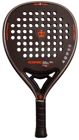 Black Crown Padelschläger Iconic - 3K Carbon - Soft EVA Black - Hybridform - Leistung 60 % und 40 % Kontrolle - Fortgeschrittene und Fortgeschrittene - Gewicht 350-370 g