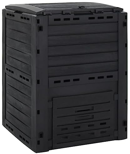 Kaloriko Composteur de Jardin Noir 280 L en polypropylène, bac Poubelle pour compostage, Recyclage des dechet, Usage extérieur Jardin Balcon terrasse, Humus et fertilisant pour Potager