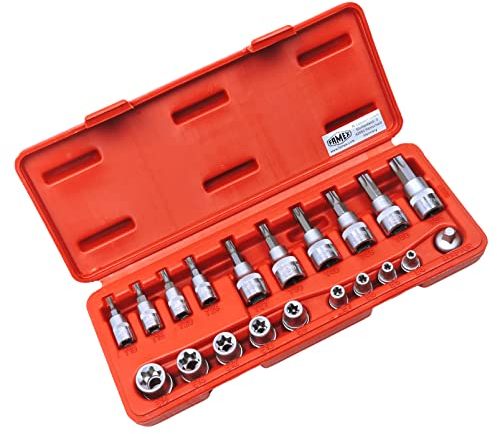 FAMEX 10520 Schraubersatz für Torx Schrauben - Schrauber Satz 20-tlg., Steckschlüsselsatz und Biteinsätze
