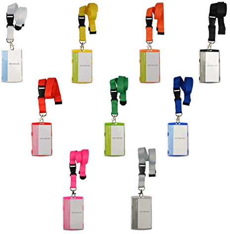 Schmalz® 10 Stück Schlüsselband Lanyard mit Kartenhülle Ausweishalter Namensschild Ausweishülle Hochformat neu (gelb)