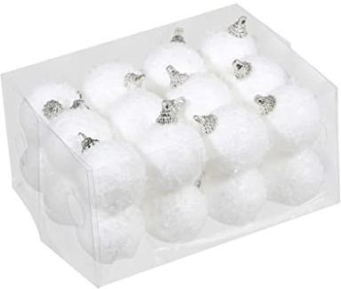 Weihnachtskugeln Schneeball weiss mit Schnee beschneit Schneekugeln (4cm)