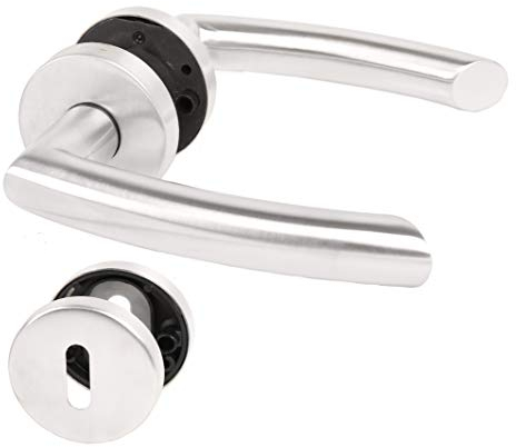 MS Beschläge Türklinke aus Edelstahl matt gebürstet Modell Carina (Buntbart)