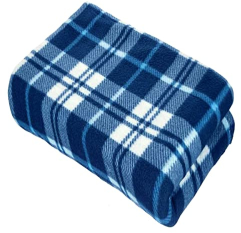Cotton Arts SOFT FLEECE BLANKETS LARGE EXTRA WARM TARTAN SOFA BED CHECK THROW 150cm X 200cm (Silver Blue)