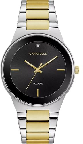 Caravelle by Bulova Herren-Armbanduhr, Moderne Quarz-Armbanduhr, Edelstahl-Diamant